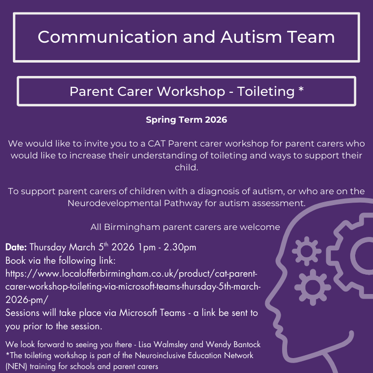 CAT - Parent Carer Workshop - Toileting - via Microsoft Teams - Thursday 5th March 2026 PM
