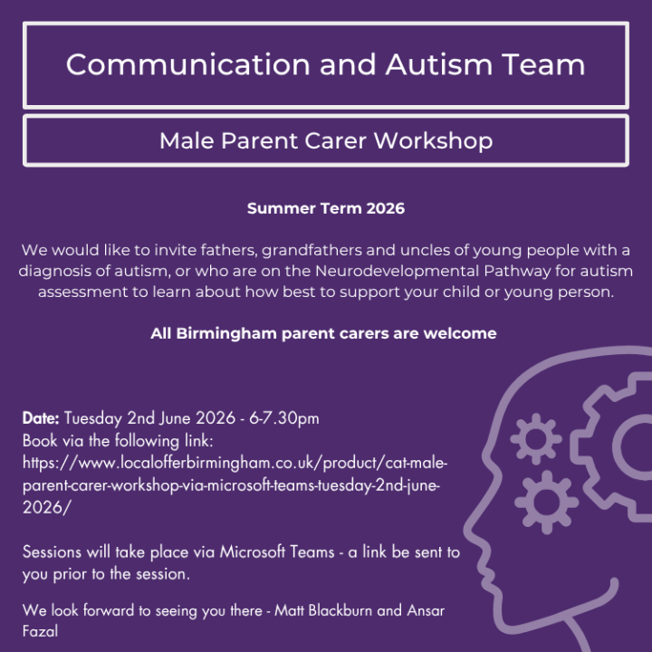 CAT - Male Parent Carer Workshop via Microsoft Teams - Tuesday 2nd June 2026