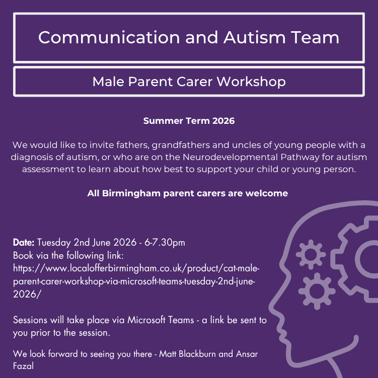 CAT - Male Parent Carer Workshop via Microsoft Teams - Tuesday 2nd June 2026
